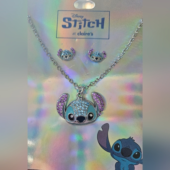 2 Pc Claire's Disney Stitch Bling Necklace & Earrings Jewelry Set - Picture 3 of 8